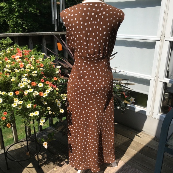 Jessica Howard size 6 brown and white polka dot sleeveless dress - Picture 3 of 6